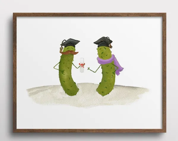 Whimsical Pickles Graduating From School Art Print