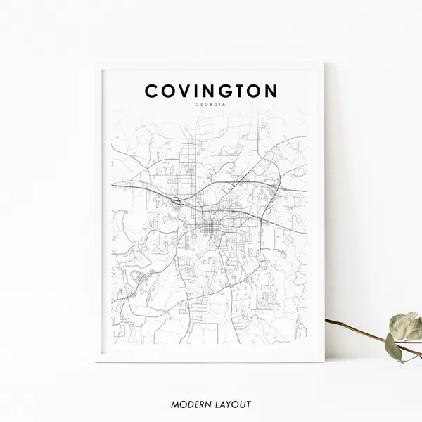 Covington, GA Map Print, Georgia City Art Poster