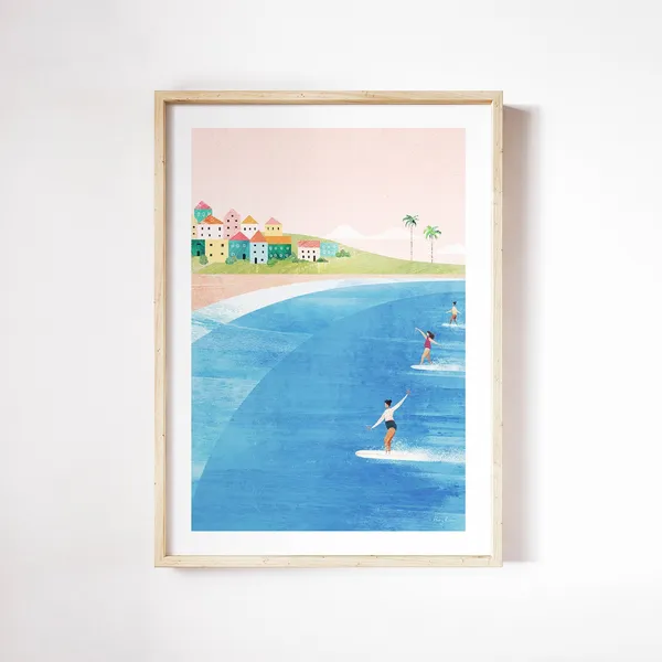 Surf Beach by Henry Rivers, Surf Art Print