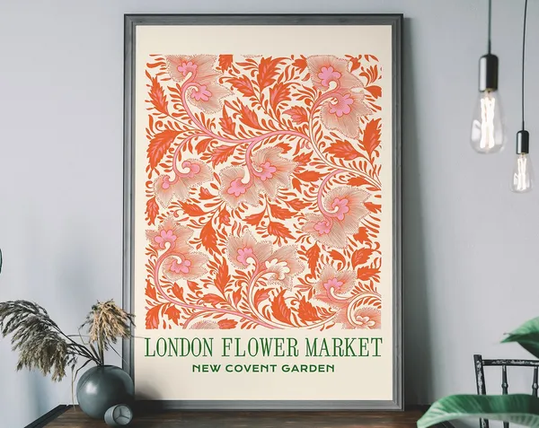 London Flower Market, Covent Garden Retro Art Print