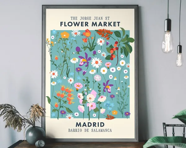 Madrid Flower Market Vintage Floral Poster Print