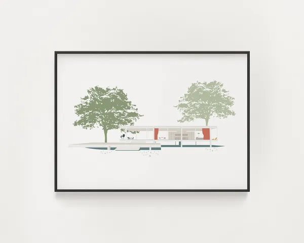 Farnsworth House Mid-Century Modern Architecture Print