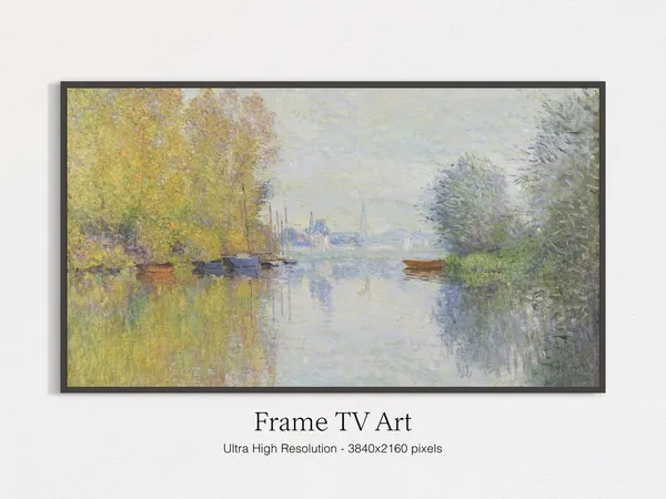 Claude Monet Vintage Landscape Painting, Watercolor Art Print