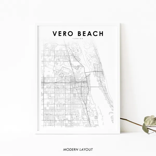 Vero Beach FL Map Print, Florida Travel Poster