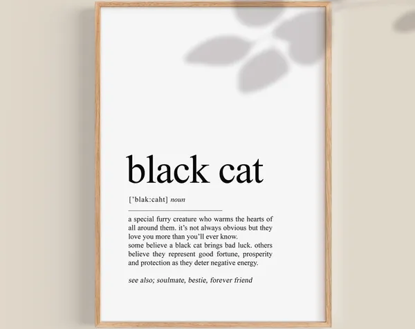 Black Cat Definition Dictionary Art Print