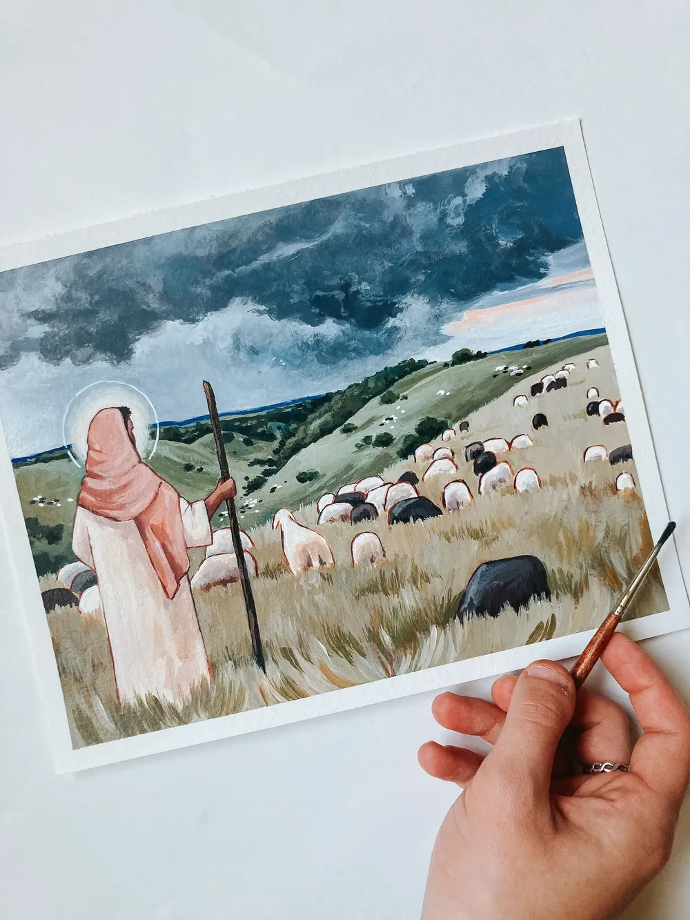 My Little Flock Jesus Christ Art Print - Image 2