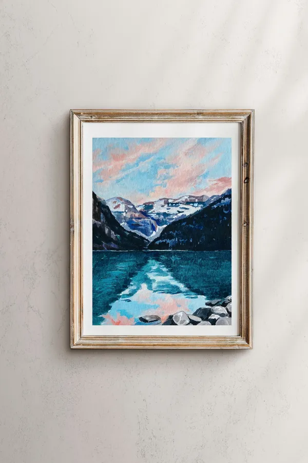 Banff National Park Lake Louise Watercolor Landscape Art