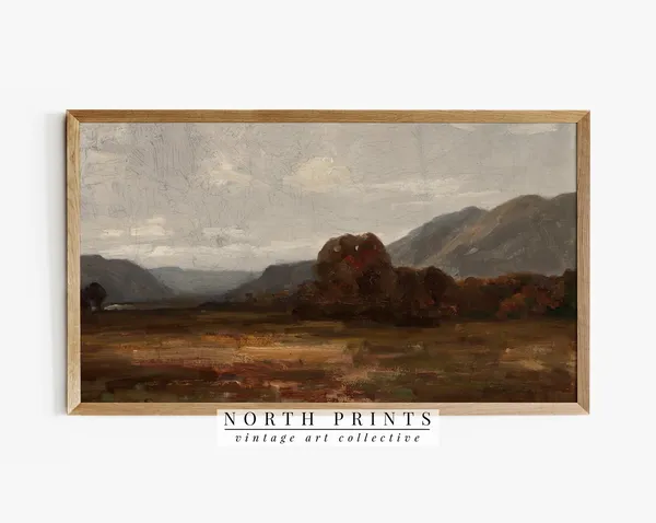 Moody Autumn Landscape Vintage Fall Art Print
