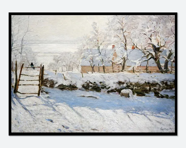 Monet The Magpie Snow Landscape Vintage Art Print