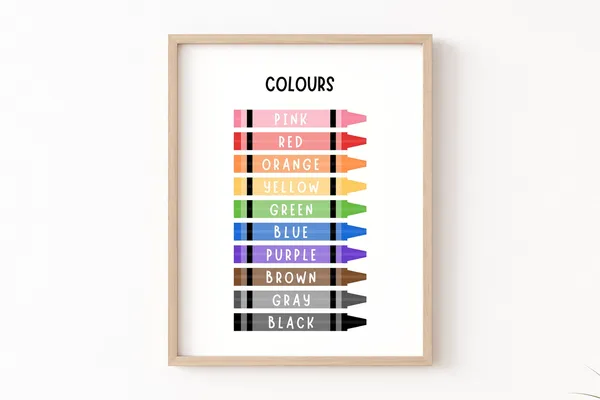 Colours Educational Poster, Kindergarten Classroom Art Print