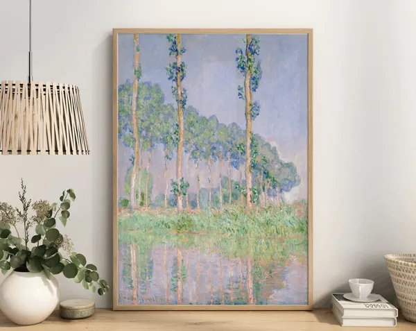Claude Monet Poplars Pink Effect Vintage Art Print