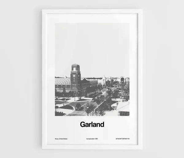 Garland Texas Poster Print, Minimalist City Art