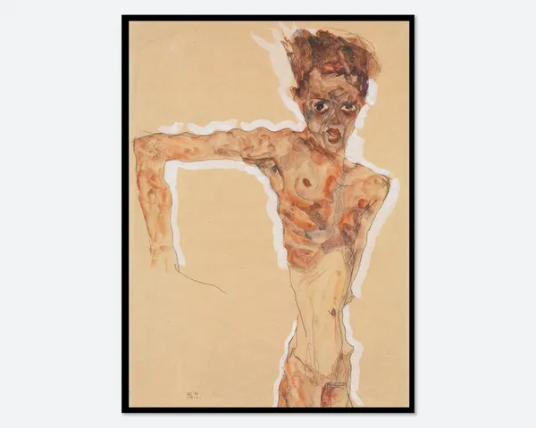 Egon Schiele Self Portrait 1911 Vintage Exhibition Poster