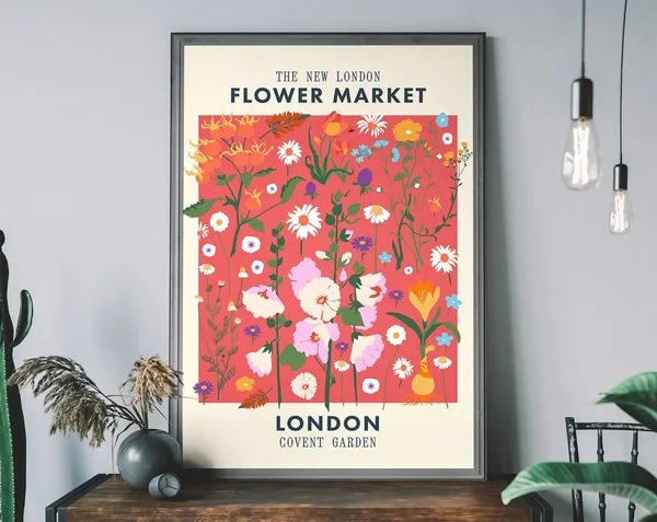 London Flower Market, Covent Garden Retro Poster