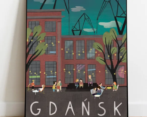 Gdask Poland Travel Poster, Holiday Travel Poster