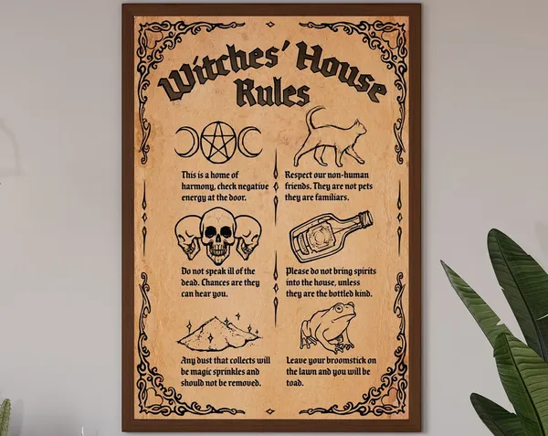 Witch's House Rules, Witchy Halloween Kitchen Poster