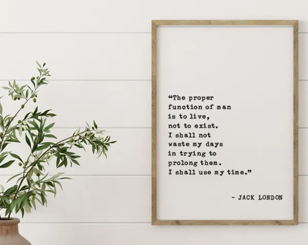 Jack London Quote Art Print, Literary Wall Decor