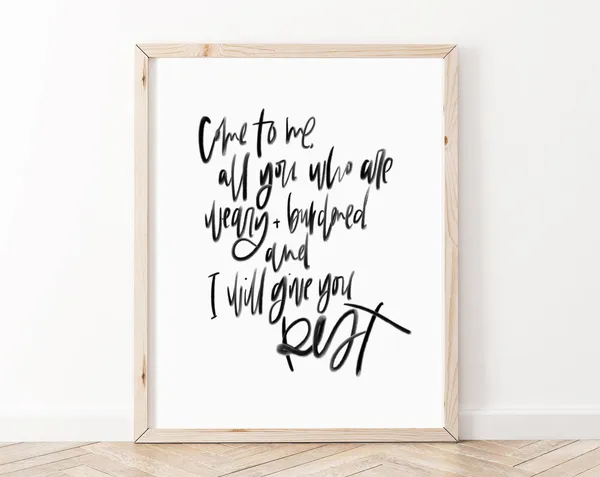 Bible Verse Wall Art, Matthew 11:28 Christian Print