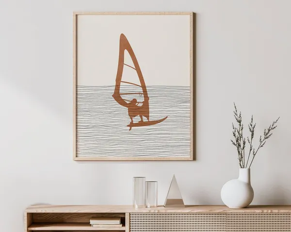 Boho Windsurfer Man Illustration Art Print