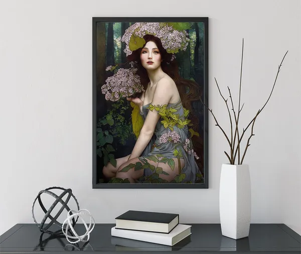 Art Nouveau Goddess Poster, Bohemian Portrait