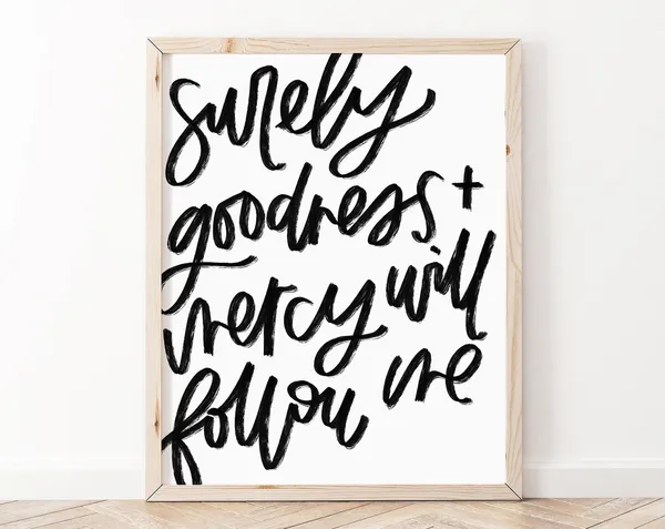 Psalm 23 Christian Scripture Art Print, Bible Verse