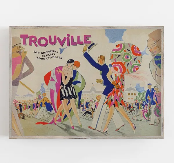 Trouville France Vintage Travel Poster, Art Deco Decor