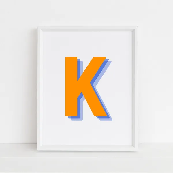 Retro 3D Letter K Poster Print