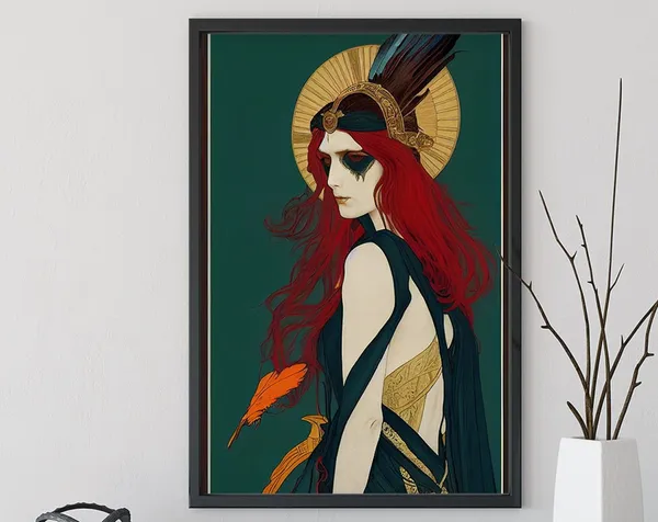 The Morrigan Mucha-Style Warrior Goddess Art Print