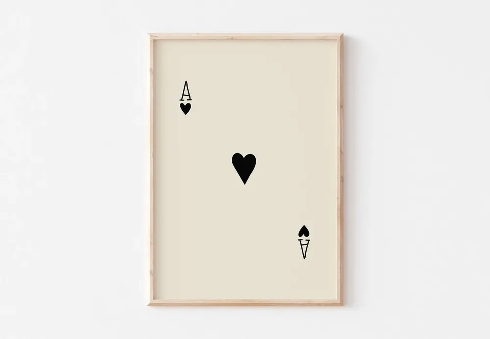 Ace Of Hearts Poster, Eclectic Bar Art