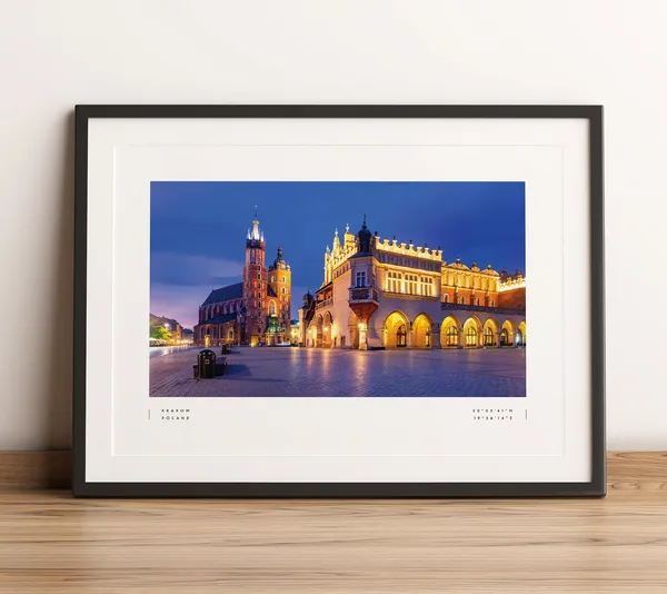 Krakow Coordinates Travel Poster, Poland Wall Art