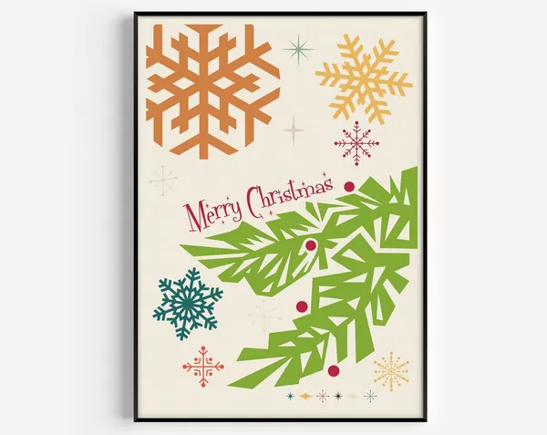 Mid Century Christmas Art Print