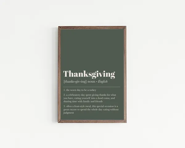 Thanksgiving Decor Definition Art Print, Fall Print