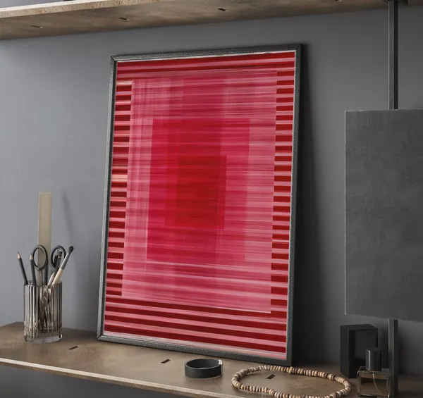 Abstract Oil Painting Art Print, Modern Red Decor