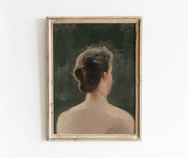 Back View Of A Woman Vintage Lady Portrait Art Print