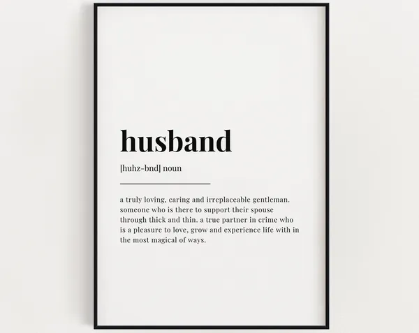 Husband Definition Meaning, Funny Quote Art Print
