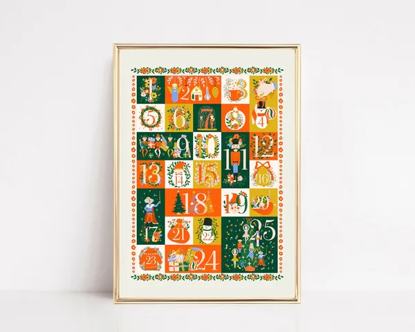 Christmas Advent Calendar Countdown Sign Art Print