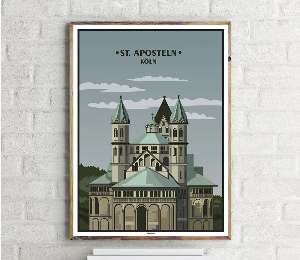 St Aposteln Köln Vintage Travel Poster