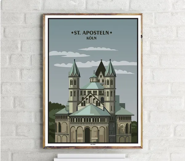 St Aposteln Köln Vintage Travel Poster