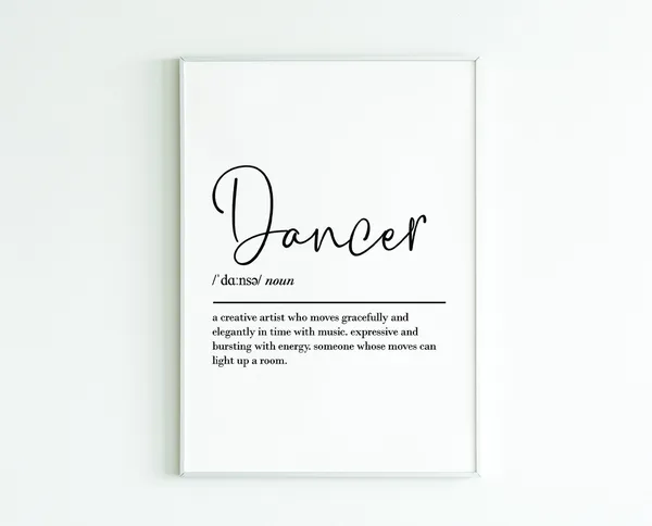 Dancer Definition Wall Art, Ballet Gift Print