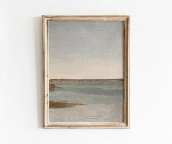 View Near Newport Vintage Coastal Landscape, Art Print
