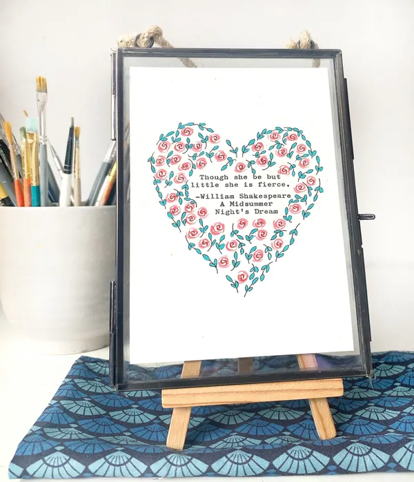 Heart Illustration With Vintage Typed Quote, Art Print