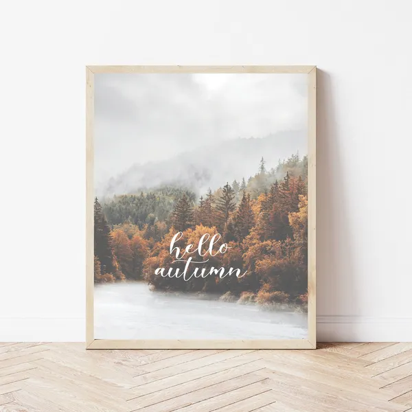 Hello Autumn Photography Landscape Leaves Art Print
