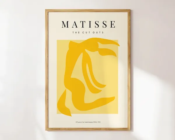 Yellow Matisse Abstract Figure, Mid-Century Poster