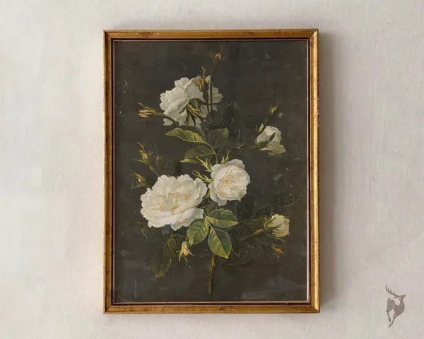 Victorian White Roses Art Print, Eclectic Surreal