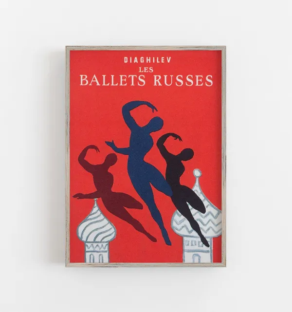 Vintage Russian Ballet Dancers Wall Art Print