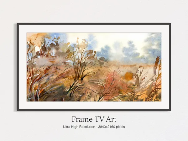 Autumn Foliage Watercolor Art Print for TV Wall