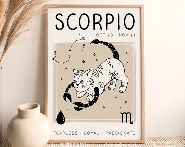 Scorpio Zodiac Star Sign Boho Art Print