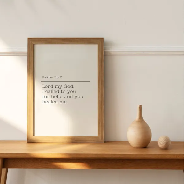 Psalm 302 Bible Verse Healing Minimalist Wall Print