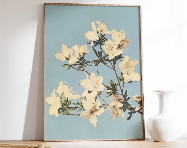 Japanese Azaleas Floral Art Print, Asian Decor