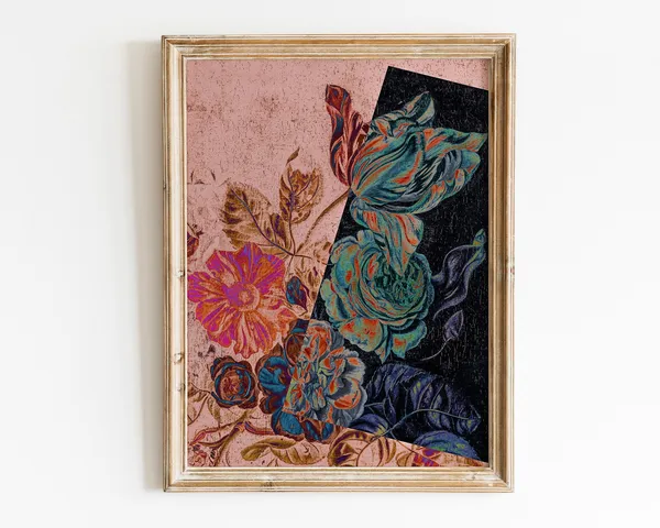 Funky Floral Art Print, Eclectic Maximalist Decor
